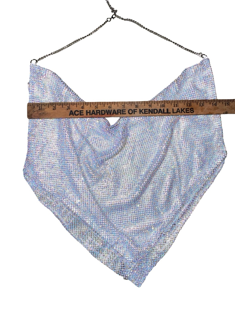 House of Harlow 1960 Rhinestone Halter Top Metallic Chainmail Cowl Neck Cami - Picture 4 of 7